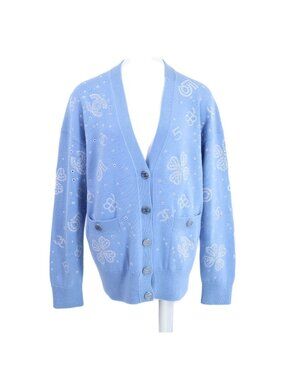 Chanel Cashmere Clover No 5 CC Logo Knit Cardigan 36